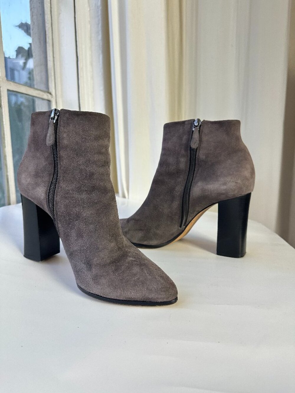 Alexandre Birman Women’s Taupe Suede Ankle Boots US 10 Block Heel